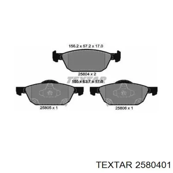Гальмівні колодки Textar 2580401 ціна, від 41.02 USD