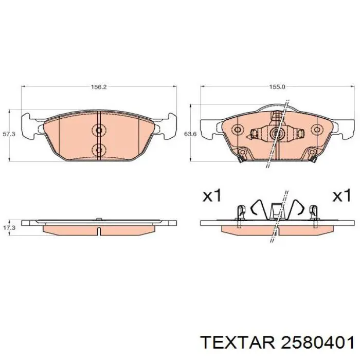 Колодки гальмівні передні, дискові 2580401 Textar