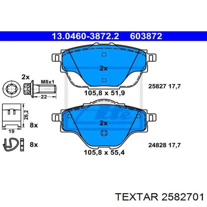 Задні гальмівні колодки Textar 2582701 ціна, від 28.01 USD