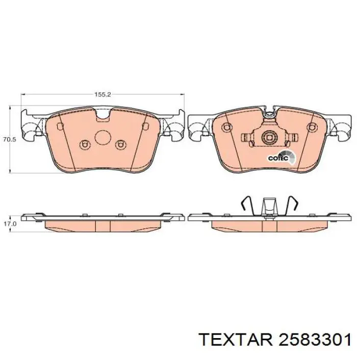 Передні тормозні колодки 2583301 Textar