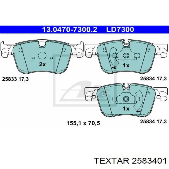 2583401 Textar Передні гальмівні колодки