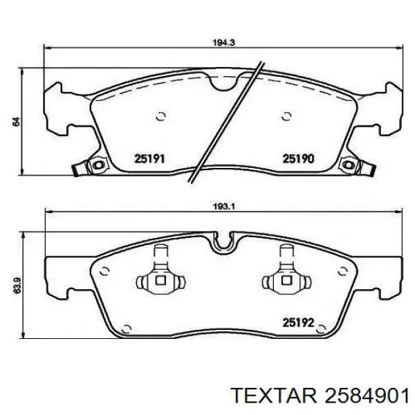 Гальмівні колодки Textar 2584901 ціна, від 57.79 USD
