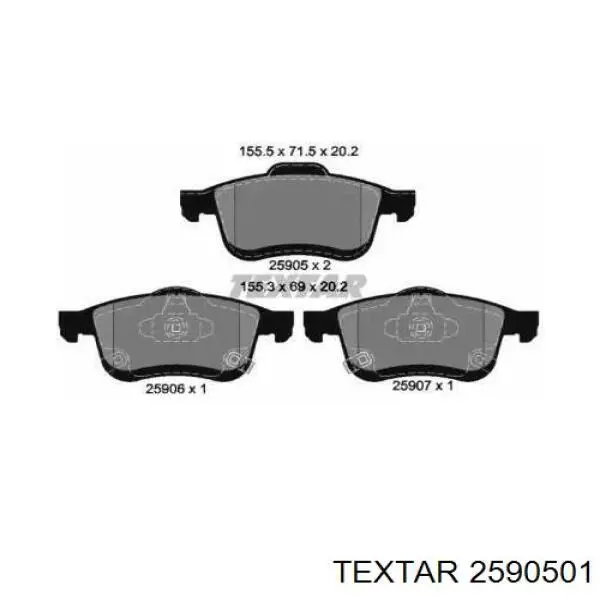 Гальмівні колодки Textar 2590501 ціна, від 28.62 USD