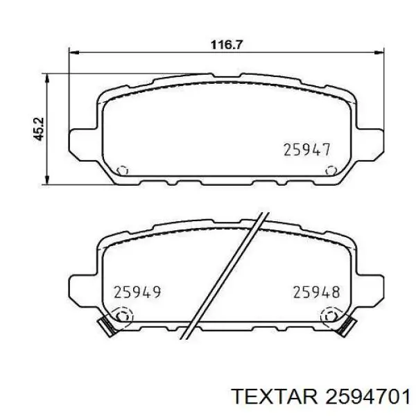 2594701 Textar Колодки гальмівні задні, дискові