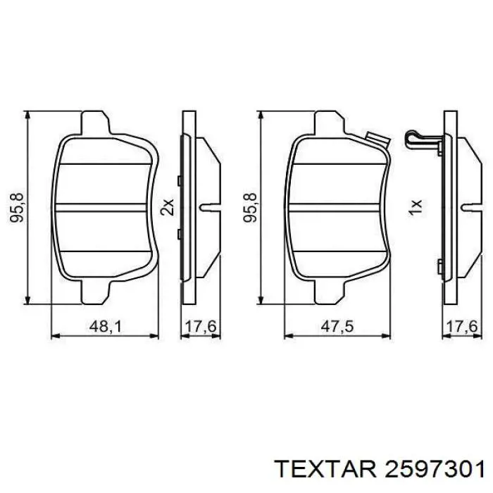 Задні гальмівні колодки 2597301 Textar