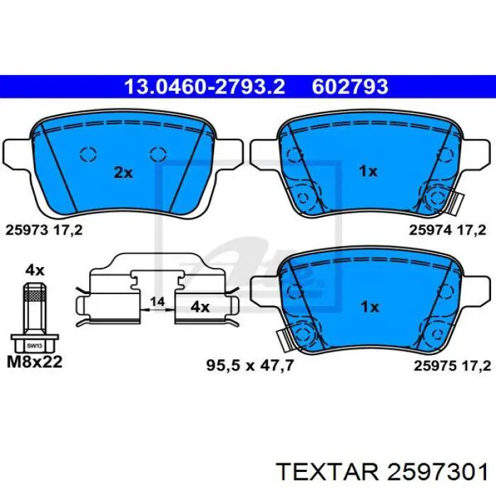 Задні гальмівні колодки Textar 2597301 ціна, від 20.64 USD