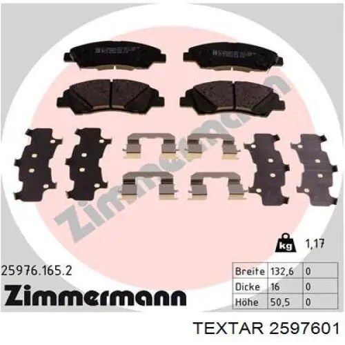 Колодки гальмівні передні, дискові 2597601 Textar