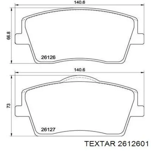 Купити 2612601 Textar Колодки гальмівні передні, дискові