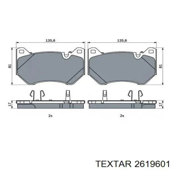 Купити 2619601 Textar Колодки гальмівні передні, дискові