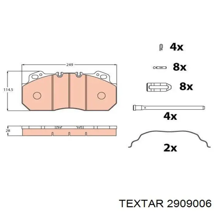 Колодки гальмівні передні, дискові 2909006 Textar