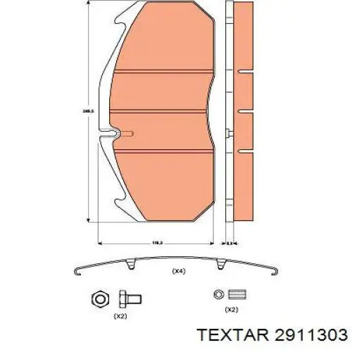Передні тормозні колодки 2911303 Textar