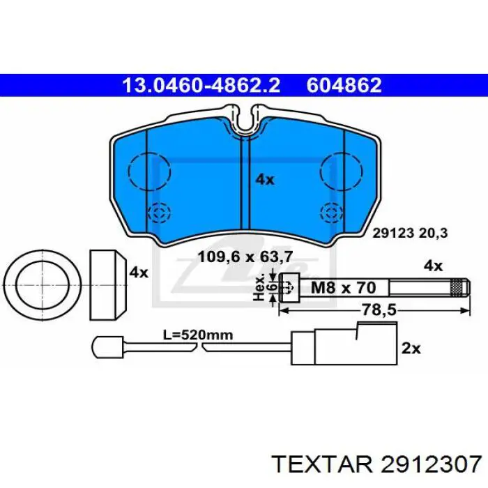 Купити 2912307 Textar Задні колодки