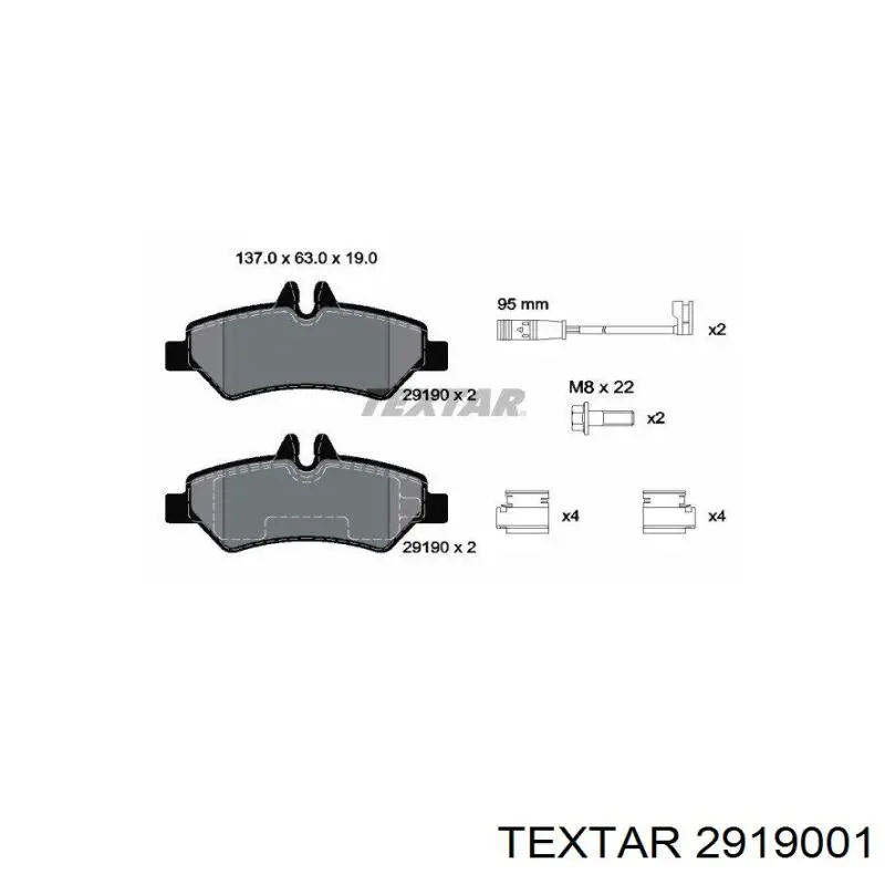 Задні гальмівні колодки 2919001 Textar
