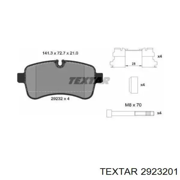 2923201 Textar Колодки гальмівні задні, дискові