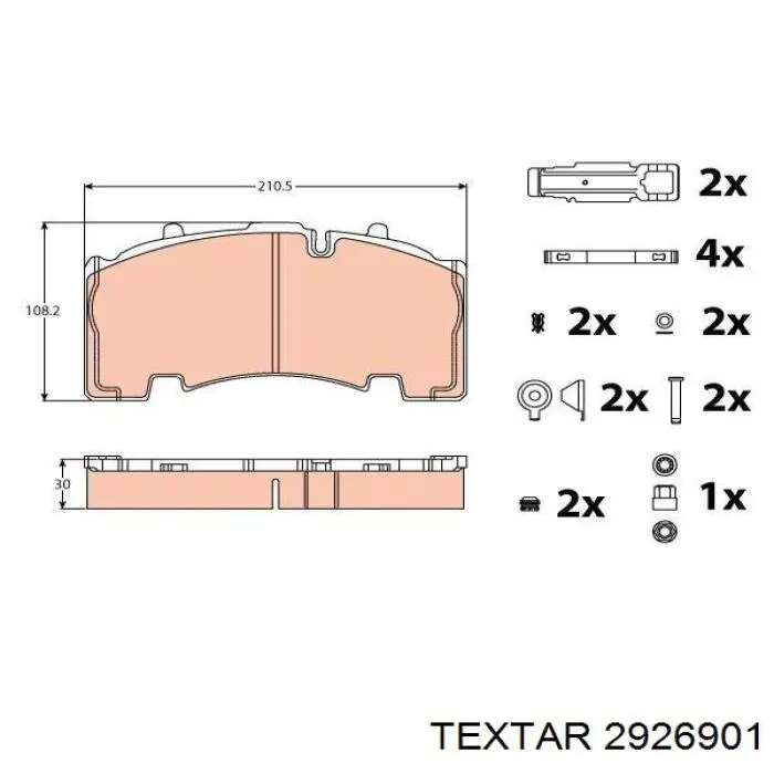 Колодки гальмові задні, дискові 2926901 Textar