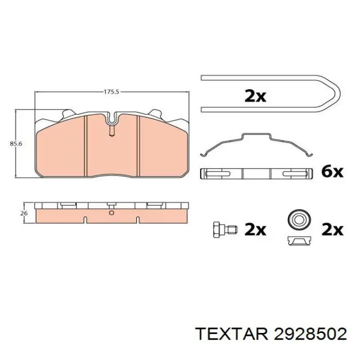 Передні тормозні колодки 2928502 Textar