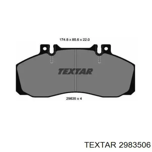 2983506 Textar колодки гальмові задні, дискові