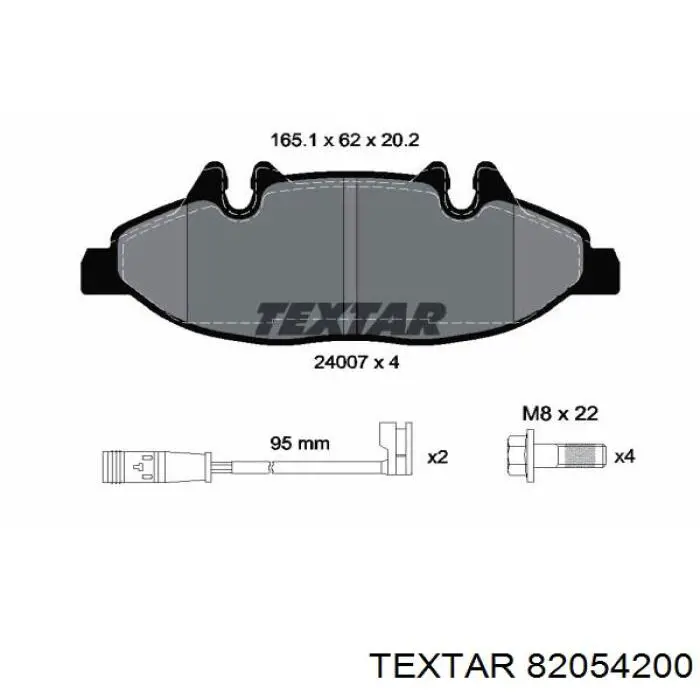 82054200 Textar комплект пружинок кріплення дискових колодок, передніх