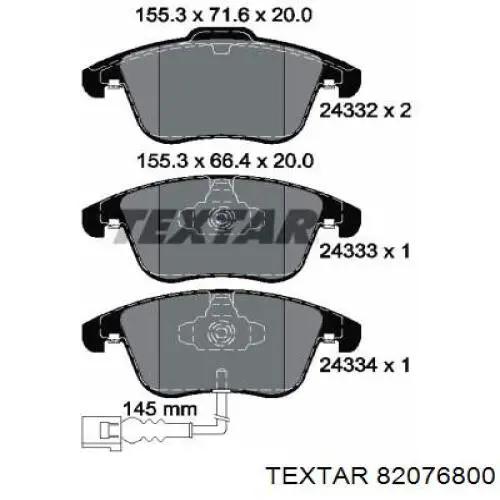 82076800 Textar комплект пружинок кріплення дискових колодок, передніх
