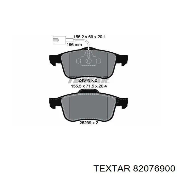 82076900 Textar Пружинна засувка супорту