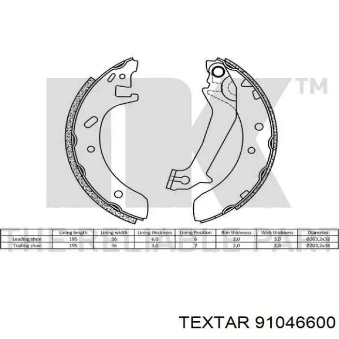 Колодки гальмові задні, барабанні Textar 91046600 ціна, від 17.07 USD