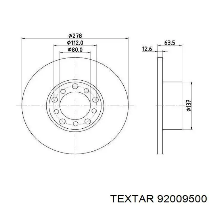 Диск гальмівний передній Textar 92009500