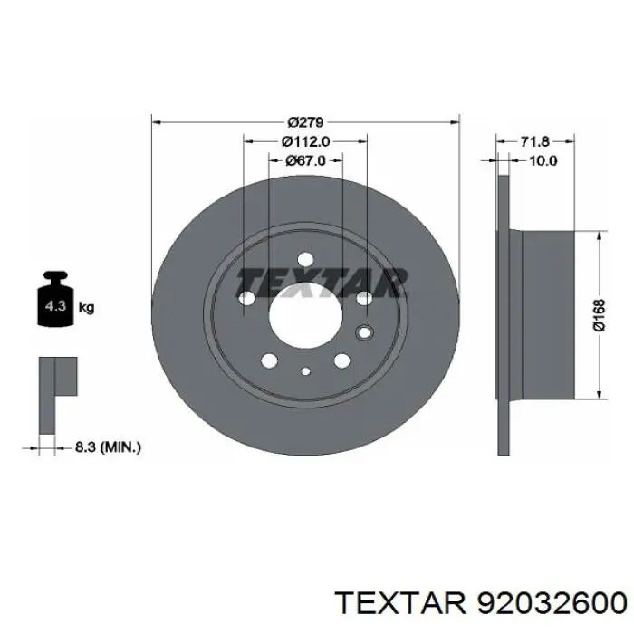 Диск гальмівний задній 92032600 Textar