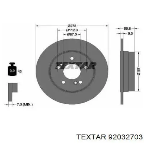 Купити 92032703 Textar Диск заднього гальма