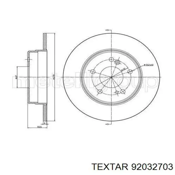 Диск гальмівний задній 92032703 Textar