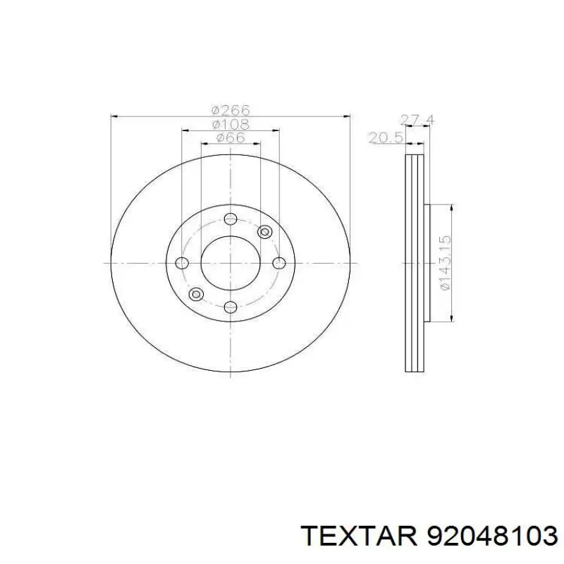 Гальмівні диски передні 92048103 Textar