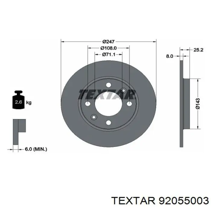 Гальмівні диски 92055003 Textar