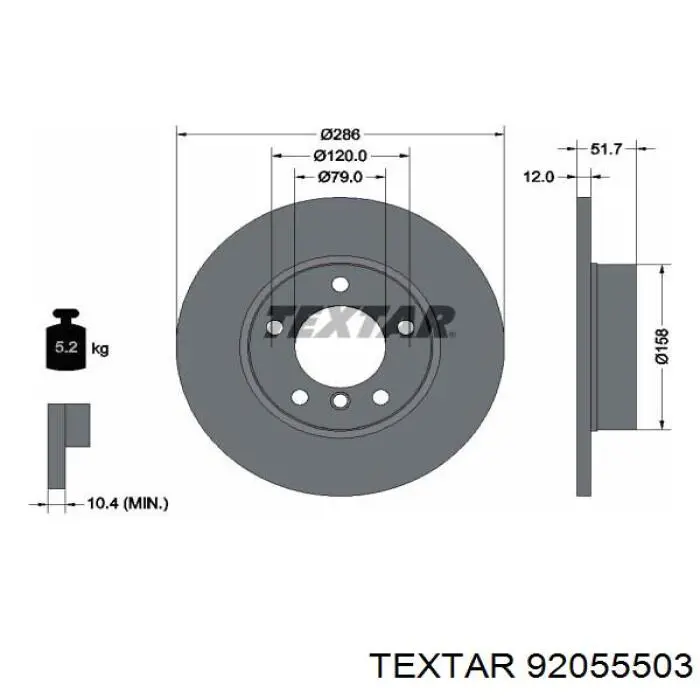 92055503 Textar диск гальмівний передній