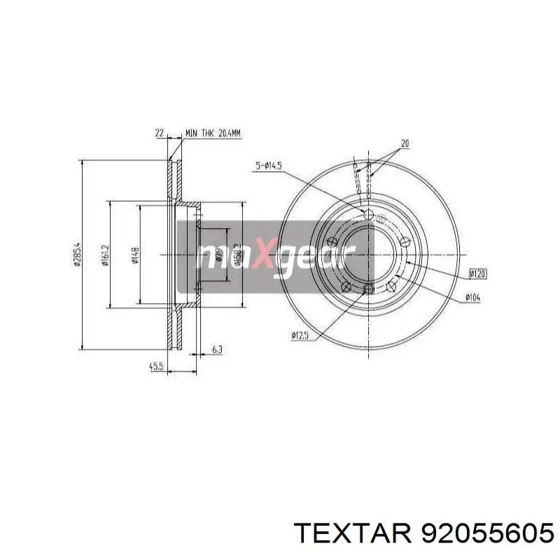 92055605 Textar Гальмо дискове переднє