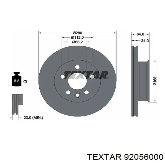 Диск гальмівний передній 92056000 Textar