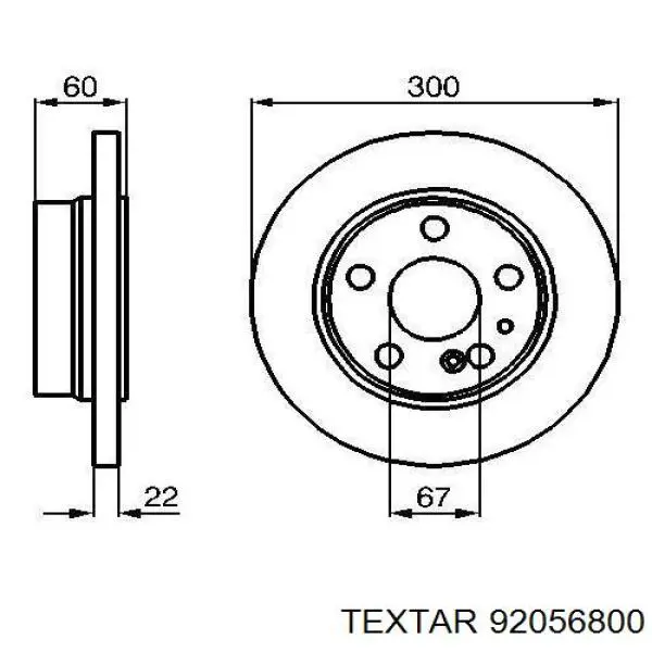 92056800 Textar диск гальмівний задній
