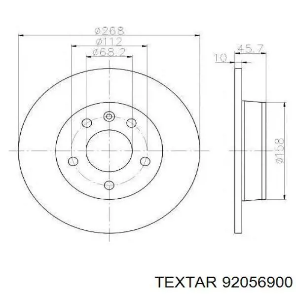 Диск гальмівний задній Textar 92056900