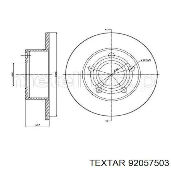 Купити 92057503 Textar Диск заднього гальма