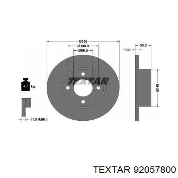 Диск переднього гальма Textar 92057800 ціна, від 26.04 USD