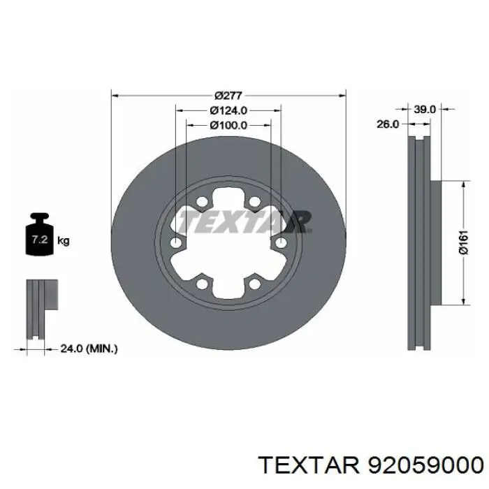 Диск гальмівний передній 92059000 Textar