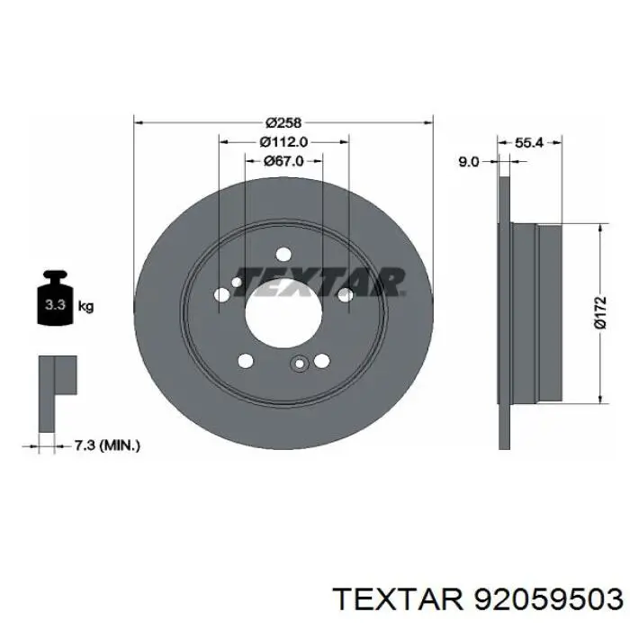 92059503 Textar диск гальмівний задній