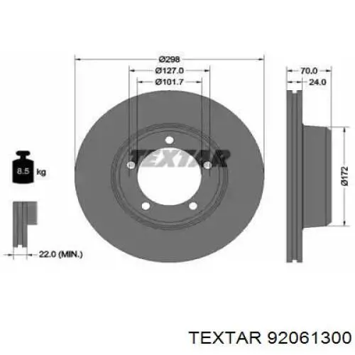 Диск переднього гальма Textar 92061300 ціна, від 64.20 USD