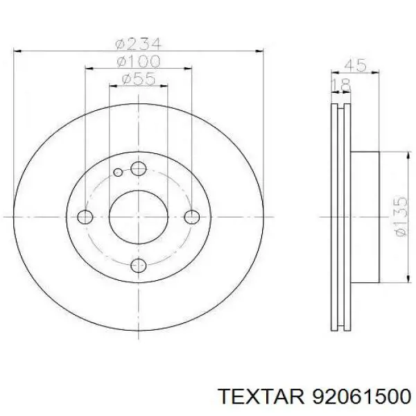 92061500 Textar диск гальмівний передній
