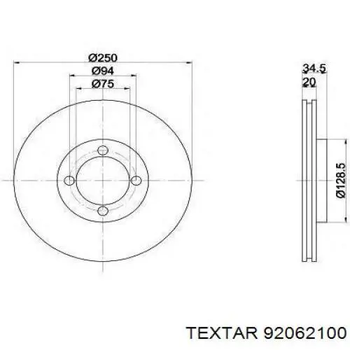 Купити 92062100 Textar Диск заднього гальма