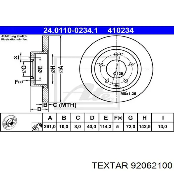 Диск гальмівний задній Textar 92062100