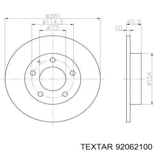 92062100 Textar диск гальмівний задній