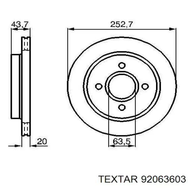 Гальмівні диски 92063603 Textar