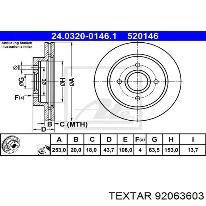 Задні дискові гальма Textar 92063603 ціна, від 23.42 USD