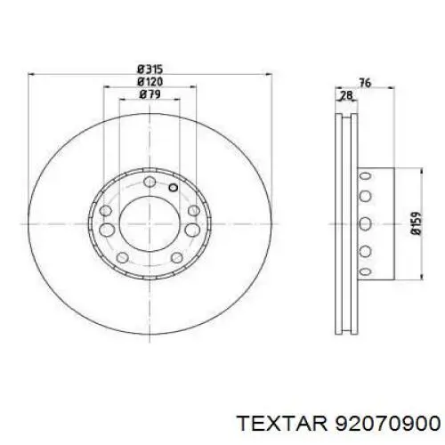 Диск переднього гальма Textar 92070900 ціна, від 81.48 USD