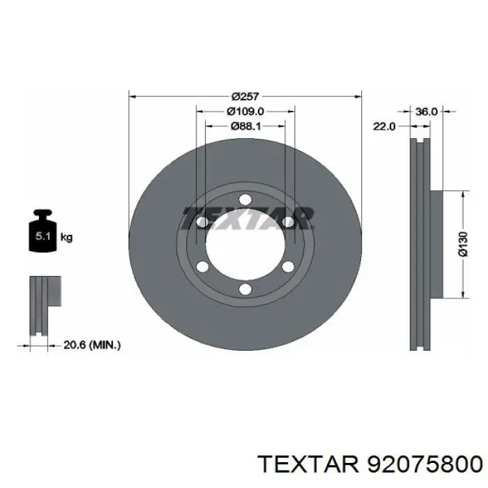 92075800 Textar Гальмо дискове переднє
