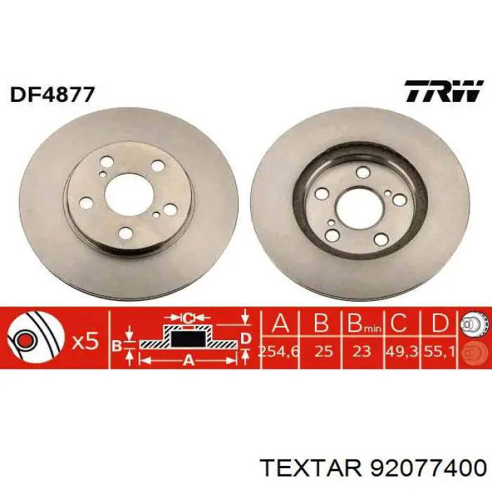 Диск переднього гальма Textar 92077400 ціна, від 28.95 USD